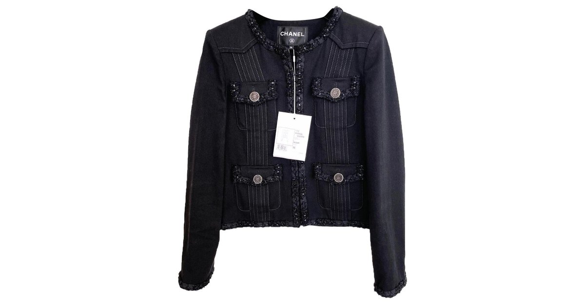 Chanel 8,5K$ CUBA Little Black Jacket Cotton ref.320859 - Joli Closet