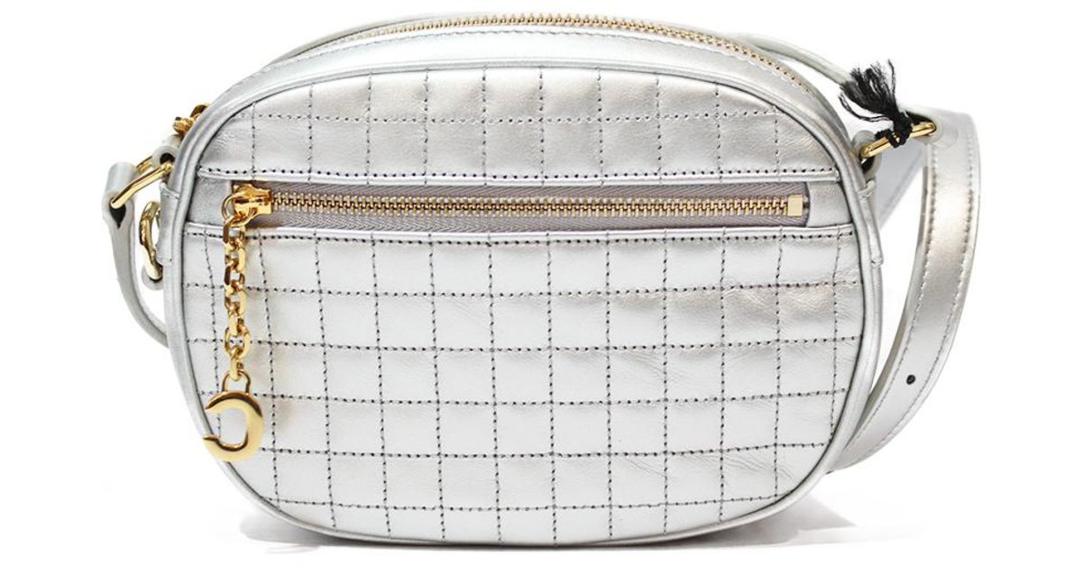 Céline CELINE C CHARM MINI CROSSBODY BAG IN SILVER QUILTED LEATHER