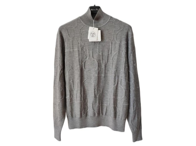 HERMES　Wool　made in italy Hermes Size 38 Pull Inspi Cape Wool Gris Etoupe