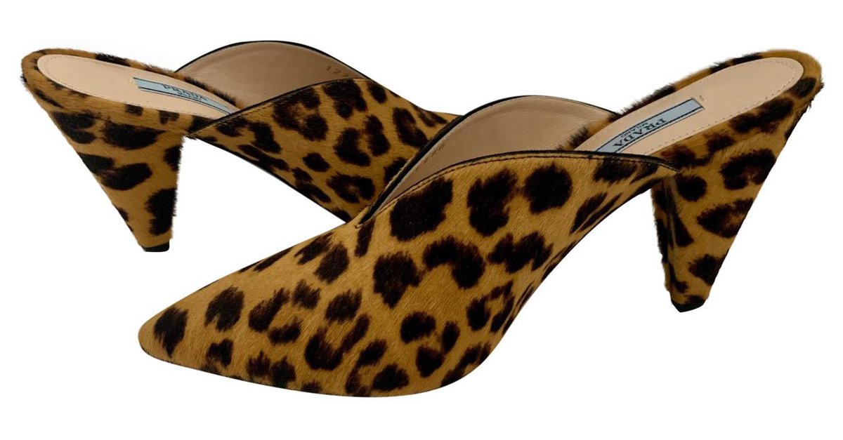 Prada sales leopard mules