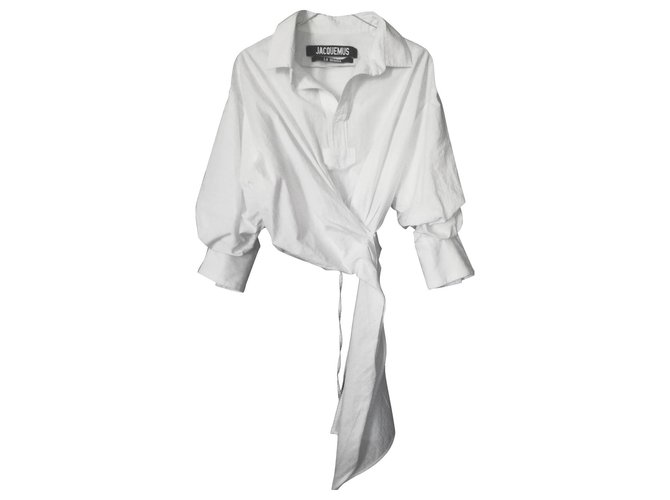 美品　JACQUEMUS LA BOMBA 変形　リネン　コットン　シャツ　38 美品 JACQUEMUS LA BOMBA 変形 リネン コットン シャツ 38