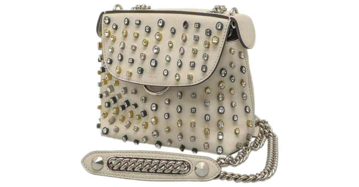 Fendi White Mini Back To School Studded Leather Backpack Pony-style ...