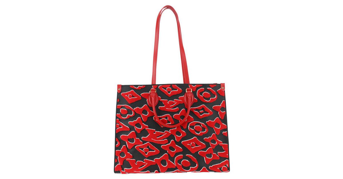 Louis Vuitton Urs Fischer Monogram Red OntheGo Tote bag Leather ref.326332  - Joli Closet