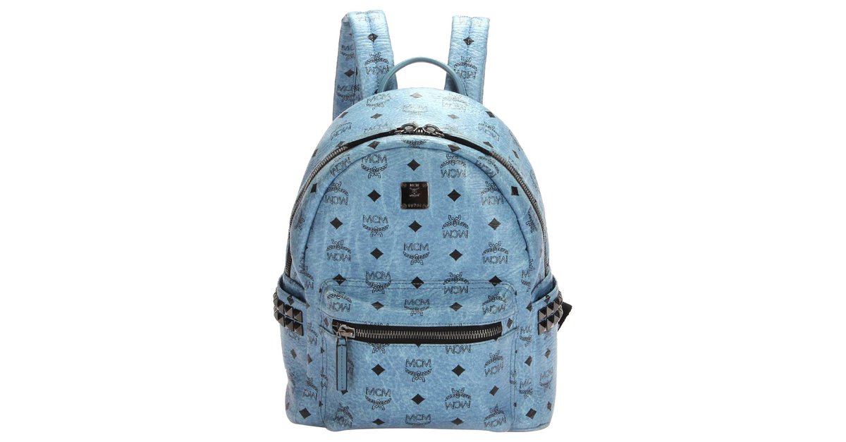 Stark leather backpack MCM Blue in Leather - 22304724