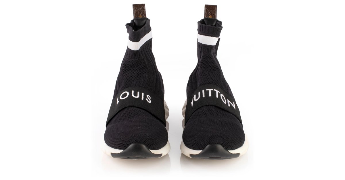 LOUIS VUITTON Stretch Fabric Aftergame Sneaker Boots 37 Black