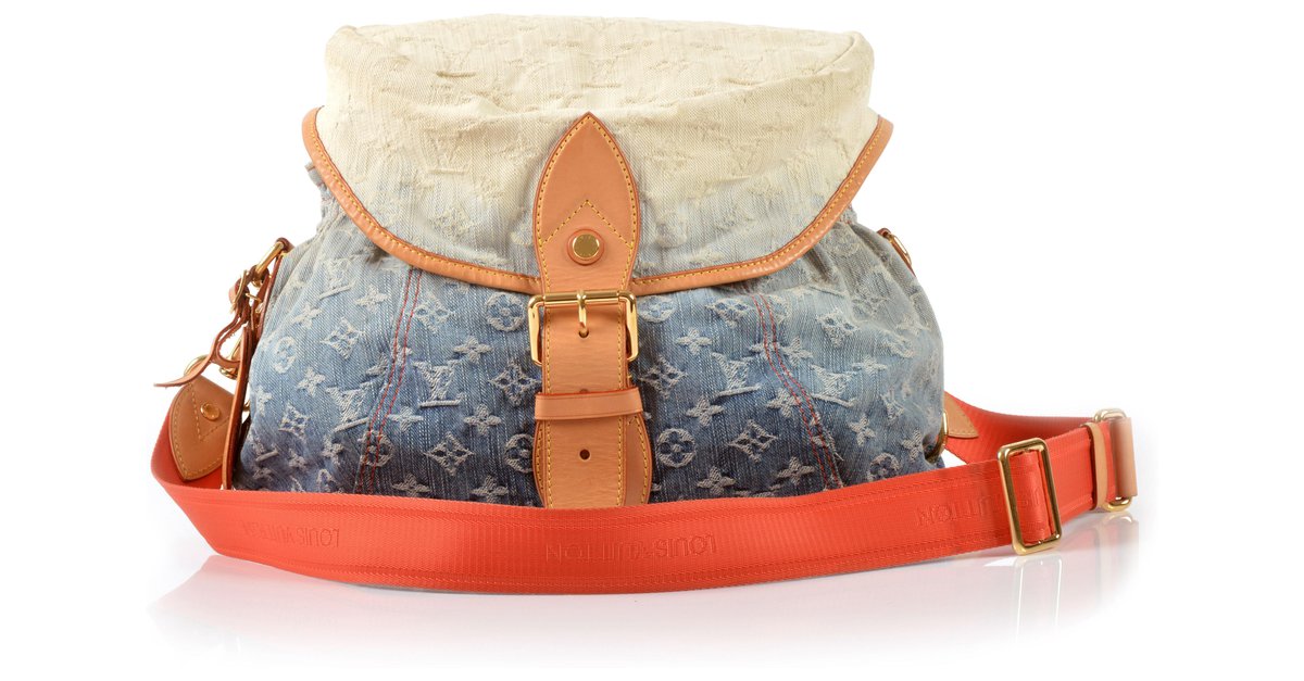 Louis Vuitton Blue Denim Degrade Sunrise Bag w/Neon Orange Shoulder Strap  ref.327651 - Joli Closet