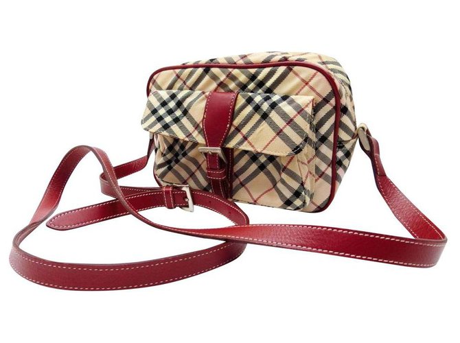 Burberry Blue Label Burgundy Nova Check Crossbody Bag Leather ref