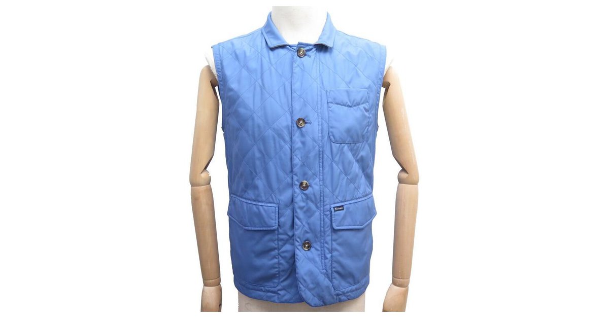 Faconnable NEW SLEEVELESS JACKET FACONNABLE QUILTED VEST S 46 BLUE VEST WAISTCOAT Polyester ref.328891 Joli Closet