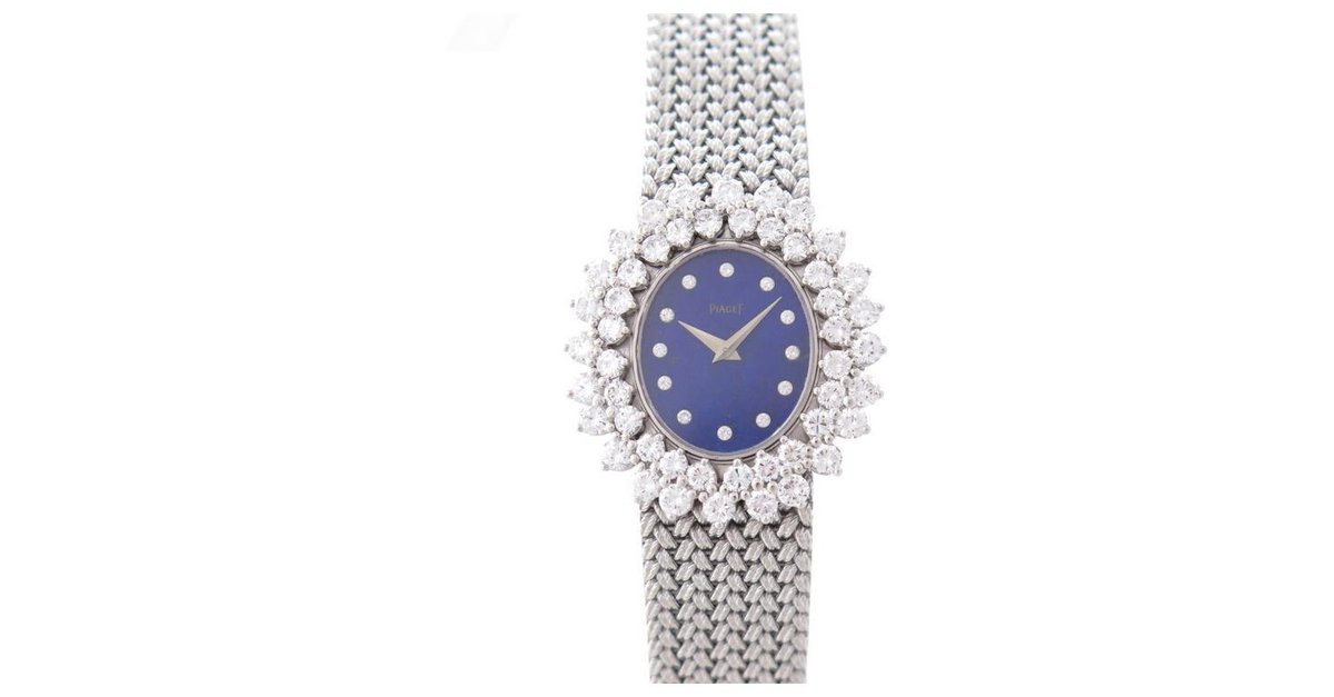 NEW VINTAGE PIAGET WATCH 9350D4 WHITE GOLD 18K DIAMONDS LAPIS