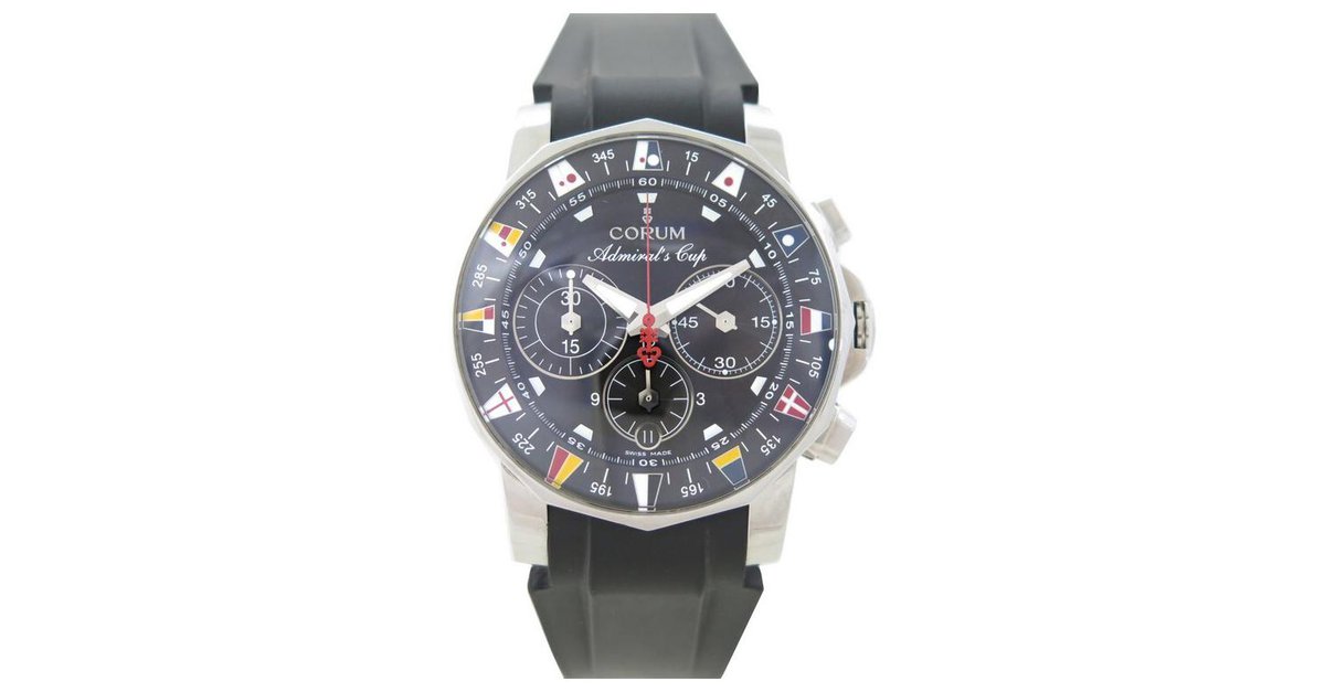 CORUM ADMIRALS CUP WATCH 985.641.20 STEEL WATCH AUTOMATIC CHRONOGRAPH Silvery ref.329189