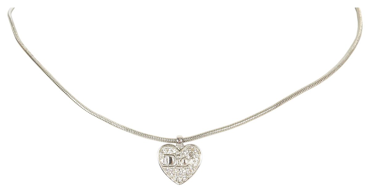 dior silver heart necklace