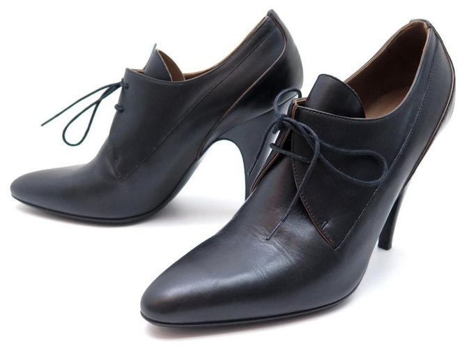 Hermès NEW HERMES SHOES BLACK LEATHER HIGH-HEEL ANKLE BOOTS