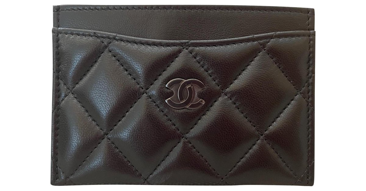CHANEL Lambskin Quilted Flap Card Holder With Cuff Black 1017609