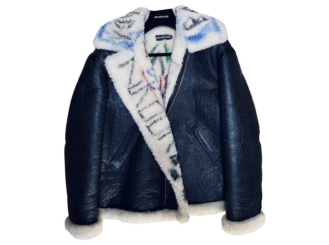 Bombardier Balenciaga graffiti Cuir d'agneau Marron fonc?� ref.330137 - Joli Closet
