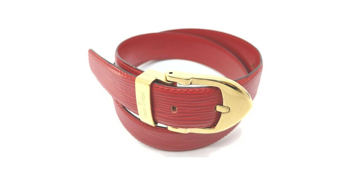 Louis Vuitton Red Epi Lather Ceinture Belt with Gold Buckle White gold  ref.330408 - Joli Closet