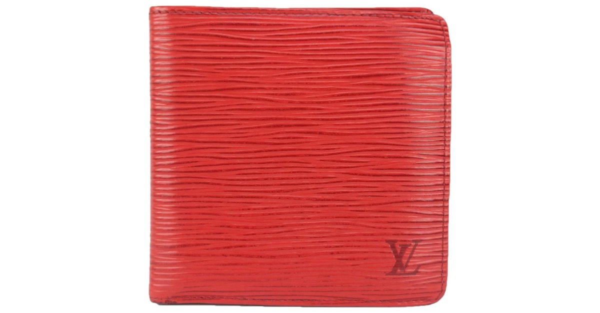 Red Epi Leather Multiple Bifold Men's Wallet