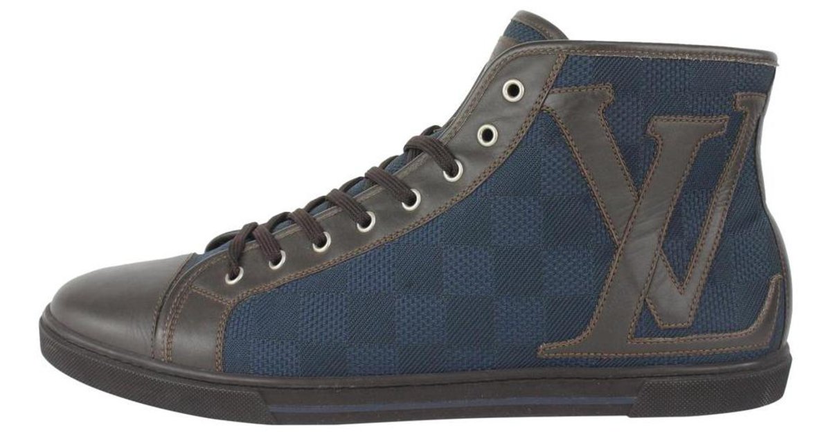 Louis Vuitton Men's US 11 Blue Damier LV Initials Varsity High Top Sneaker  ref.330766 - Joli Closet