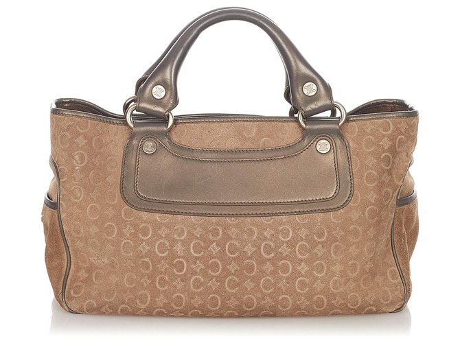 Céline Celine Brown C Macadam Boogie Suede Handbag Leather Pony