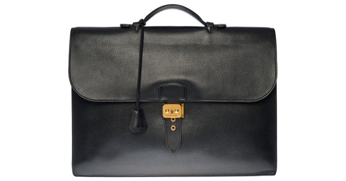 Sac à dépêches Very chic Porte-Documents Hermès Dispatch bag in black ...
