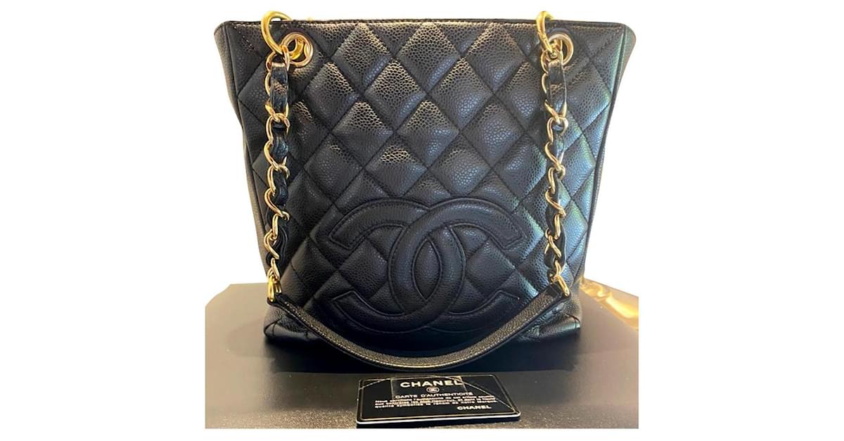 Chanel PST Petite shopping Tote bag Black Leather ref.333229 - Joli Closet