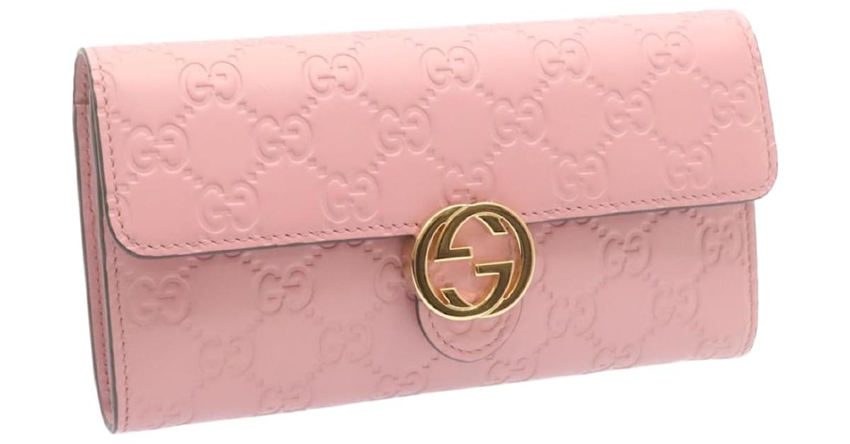 Gucci - Authenticated Wallet - Leather Pink Plain For Woman, Never Worn