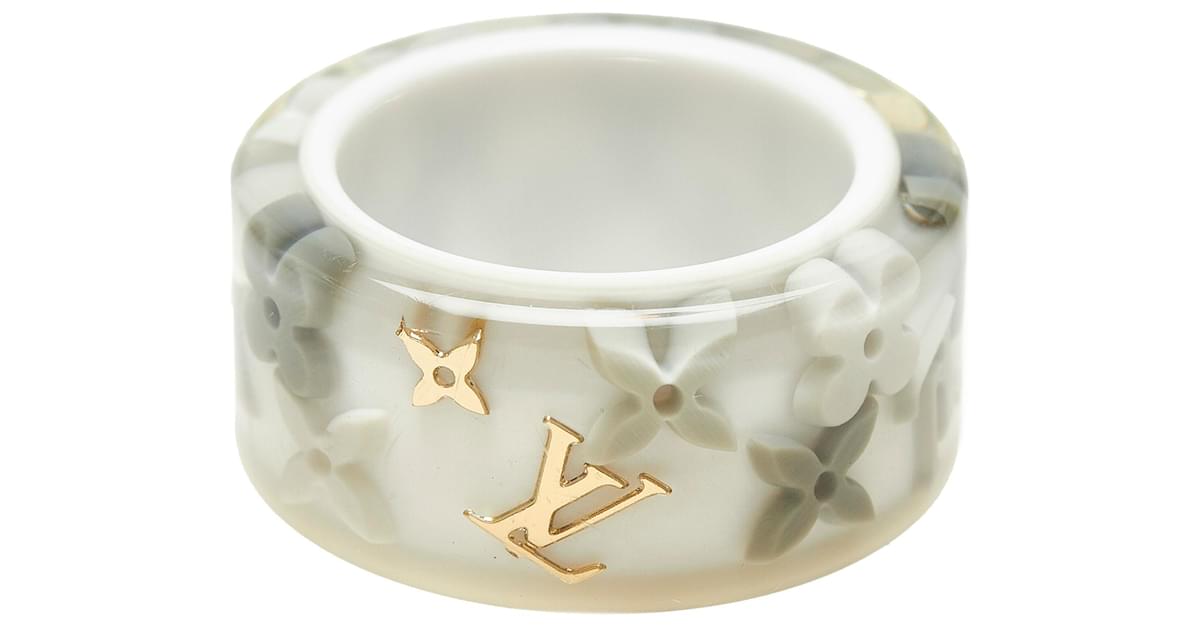 Louis Vuitton Clear Resin Monogram Inclusion Ring Size 57 Louis Vuitton