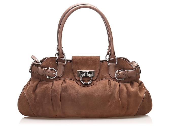 Salvatore Ferragamo Ferragamo Brown Gancini Marisa Suede