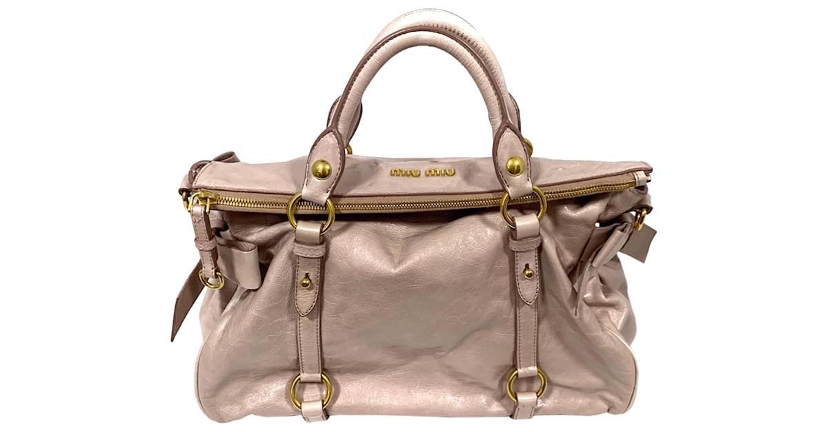 Miu Miu Pink Vitello Shine Satchel Leather Pony-style calfskin ref