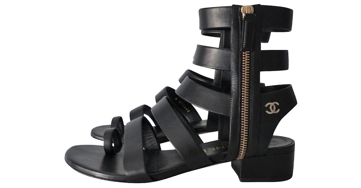 Chanel Gladiator Black Leather ref.341277 - Joli Closet