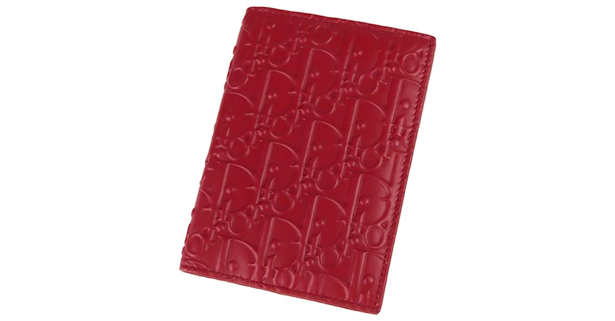 Dior Red Dior Oblique Leather Passport Cover Pony-style calfskin