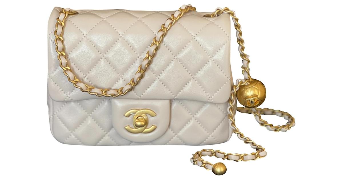 Chanel - Mini Rectangular Pearl Crush Classic Flap Bag - Beige
