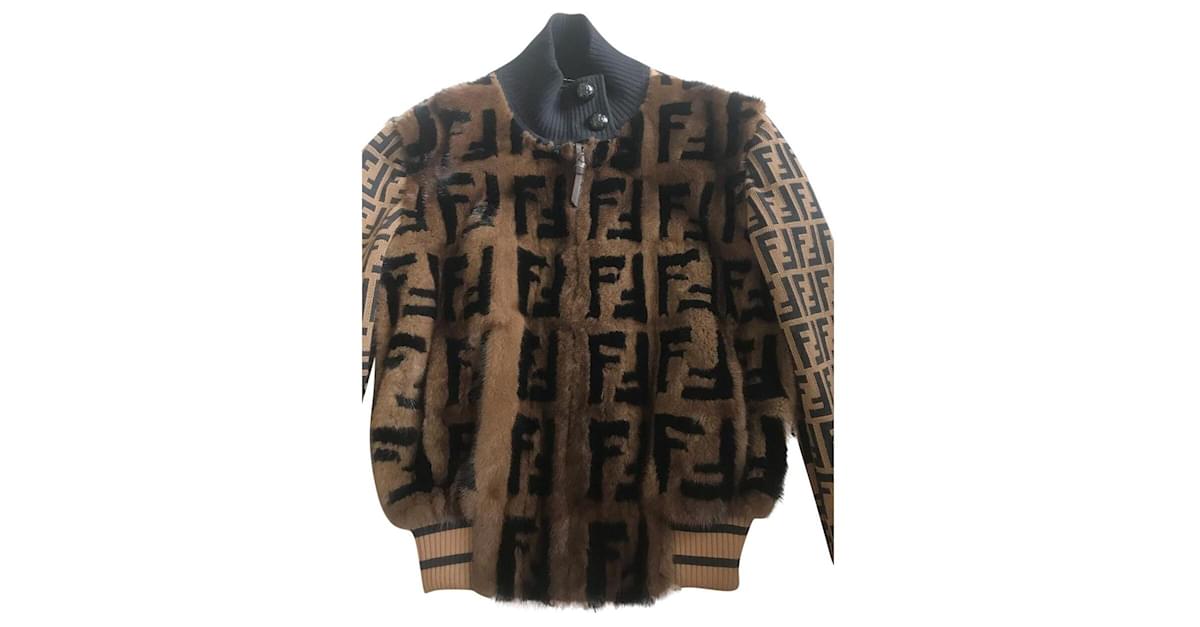 Fendi, Jackets & Coats, Fendi Logo Mink Fur Bomber Jacket