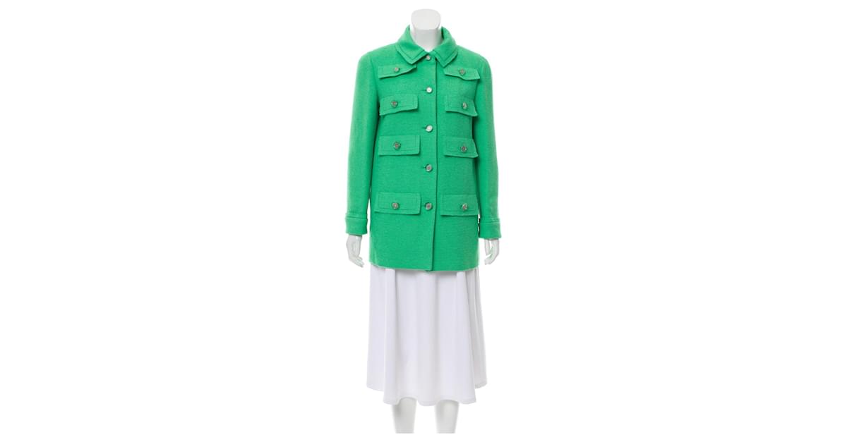 Chanel ICON Multi Pockets Jacket Green Tweed ref.344504