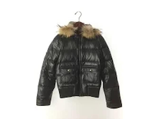 BURBERRY BLUE LABEL ファー付ダウンジャケット黒M 38 BURBERRYBLUE LABEL ファー付ダウンコート M 38 黒