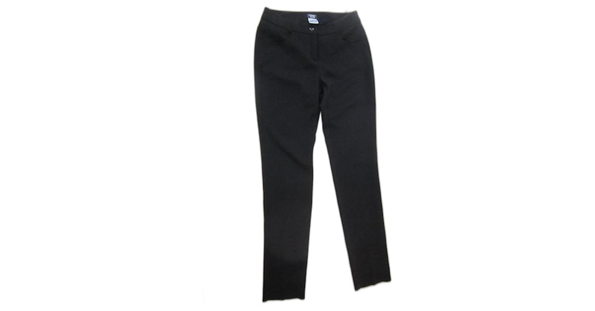 Wool straight pants Chanel Black size 38 FR in Wool - 26432652