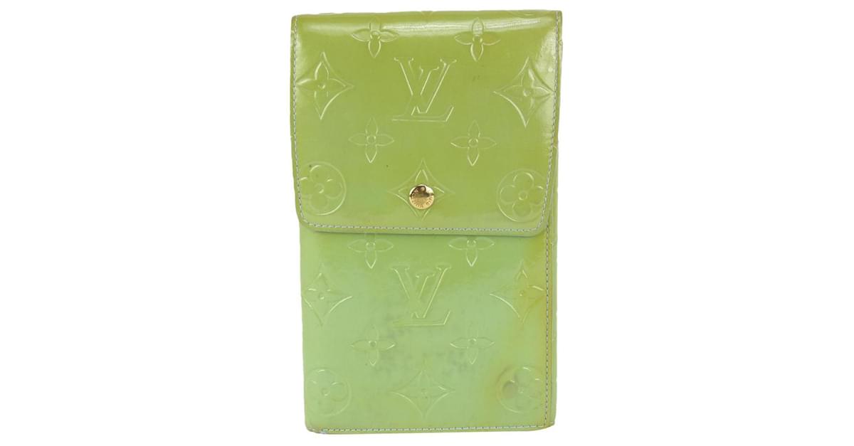 LOUIS VUITTON Gold Green MONOGRAM VERNIS Leather WALKER Wallet at