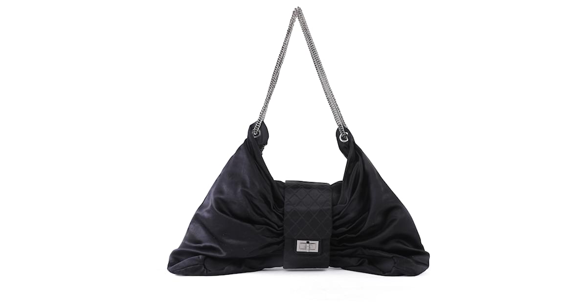 Mademoiselle Chanel Black Satin Jumbo Bow chain Shoulder Bag ref.349371 - Joli  Closet