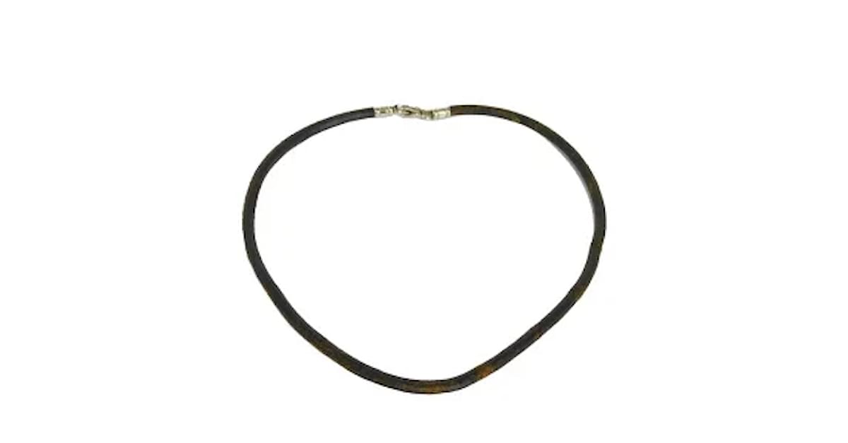 Usado) Bulgari BVLGARI collar gargantilla cordón de cuero Logo negro  accesorios de mujer joyería elegante lujo elegante marca para adultos Acero   - Joli Closet