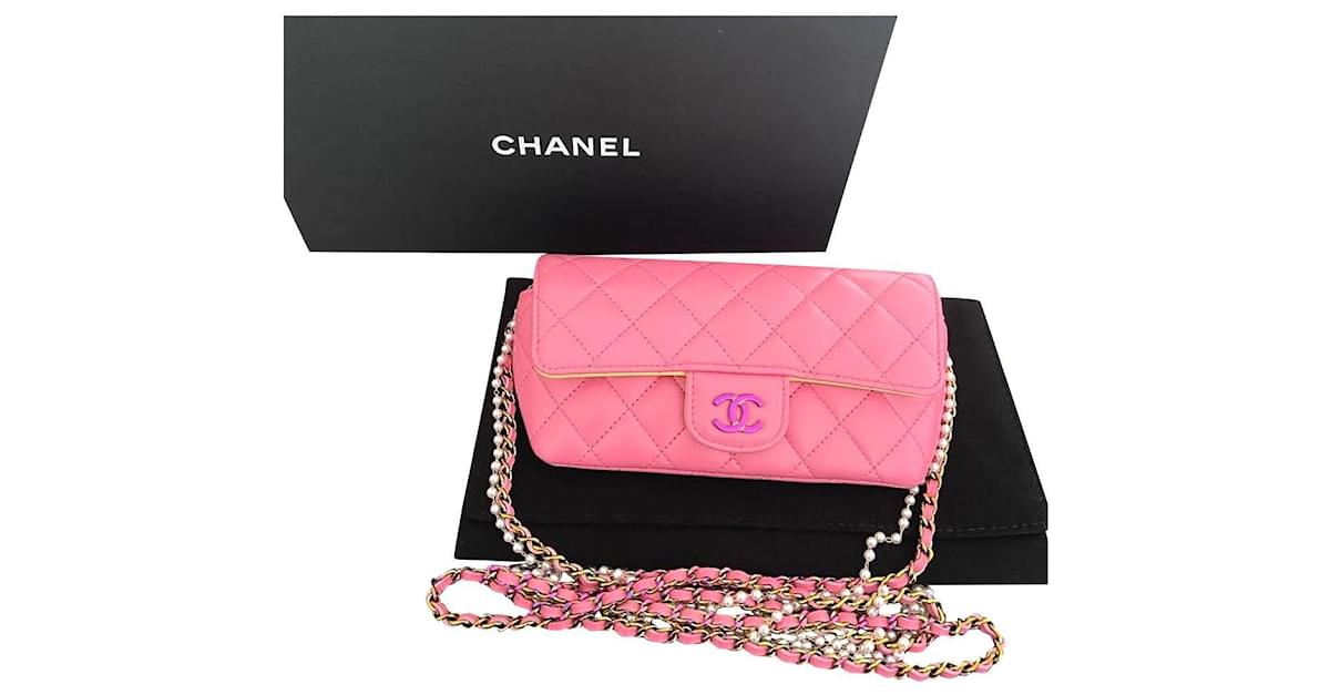 CHANEL Shearling Tweed Quilted Mini Square Flap Bag Pink 1276214