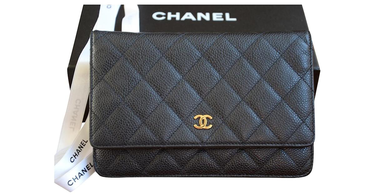 Chanel WOC Wallet on Chain bag Black Gold hardware Leather ref