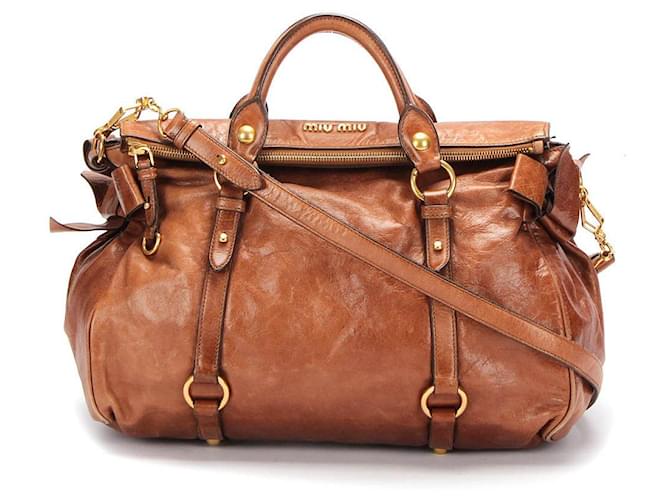 miu miu 2Way Shoulder Bag 197 Brown Leather ref.358609