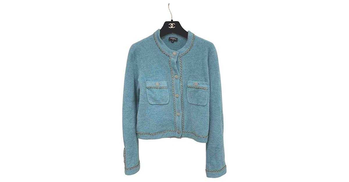 Chanel shop cardigan blue