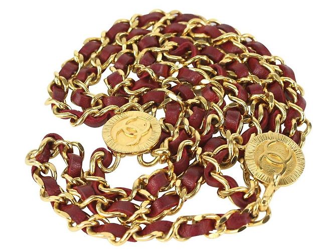 Autre Marque Chanel Red x Gold Interlaced CC Logo Triple  display picture 1