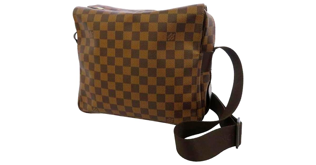 Louis Vuitton Brown Damier Ebene Naviglio Leather Cloth Pony-style