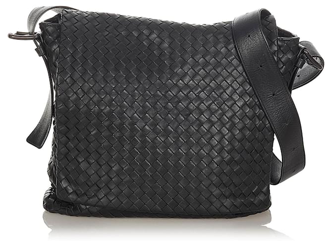 Bottega Veneta Black Intrecciato Leather Crossbody Bag Pony