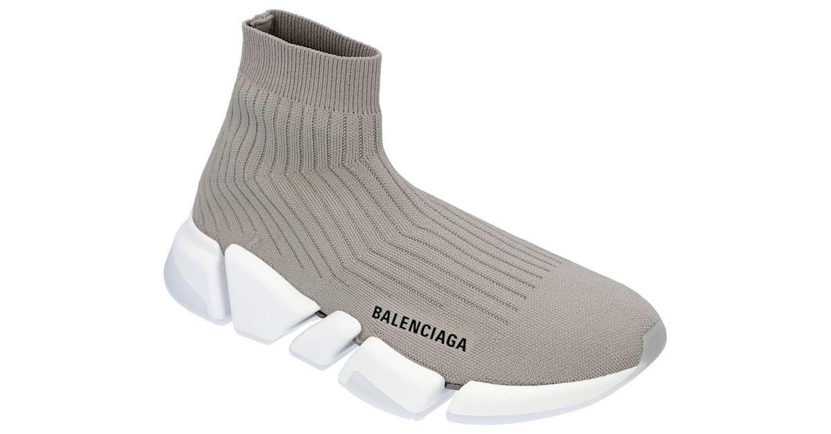 Balenciaga Speed Femme 2.0 Sneaker en gris avec semelle blanche Polyester ref.362765 Joli Closet