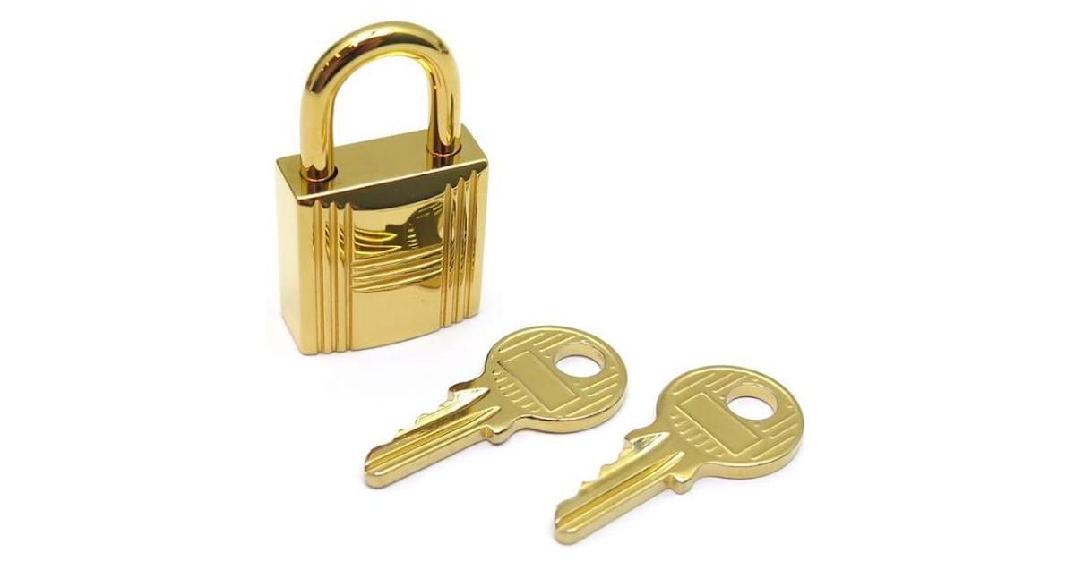 Hermes Cadenas Lock & 2 Keys For Birkin Kelly Bolide GOLD COLOR NEW +  DUSTBAG