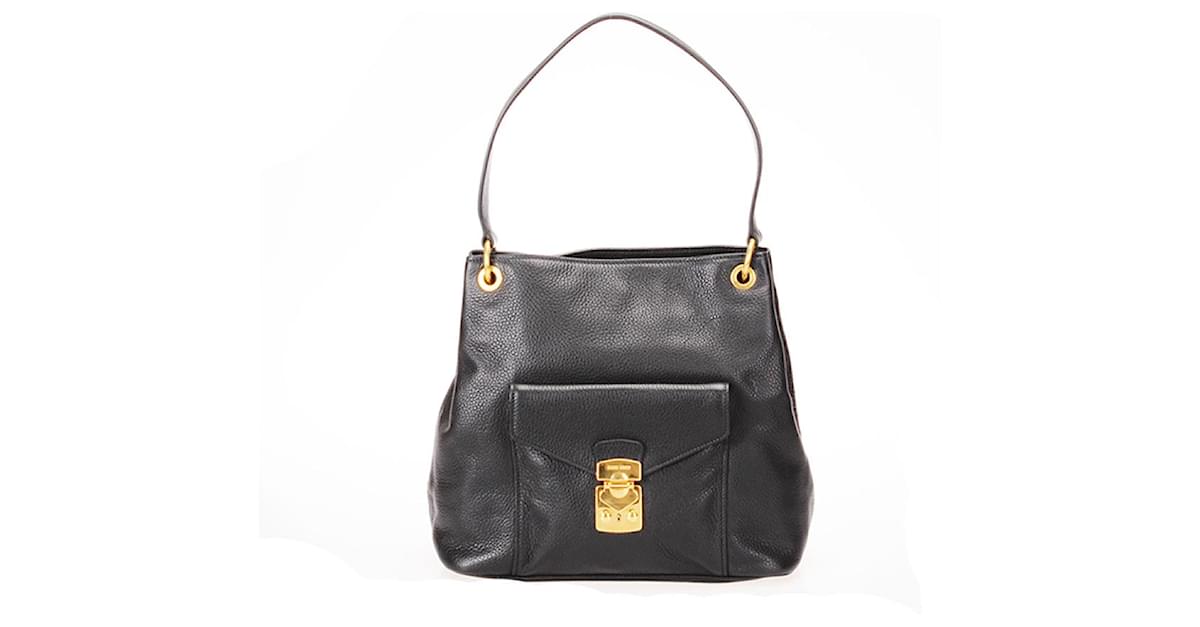 Miu Miu Vitello Daino Shoulder Bag in black calf leather leather ref ...