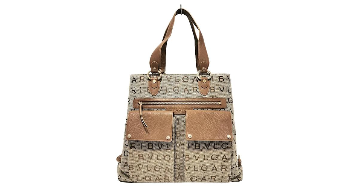 Bvlgari Shoulder bag Logo Mania Beige Brown Woman Authentic Used Y4873 |  eBay
