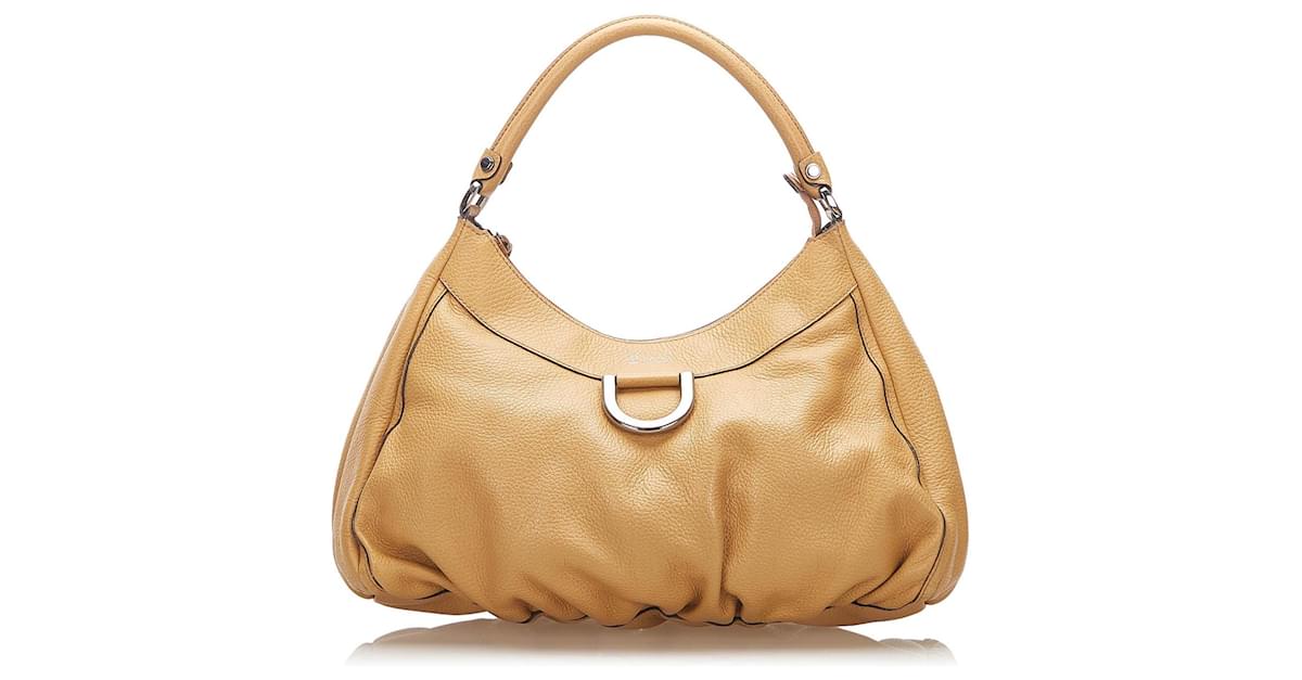 Gucci Abbey D-Ring Leather Shoulder Bag Beige ref.367767 - Joli Closet